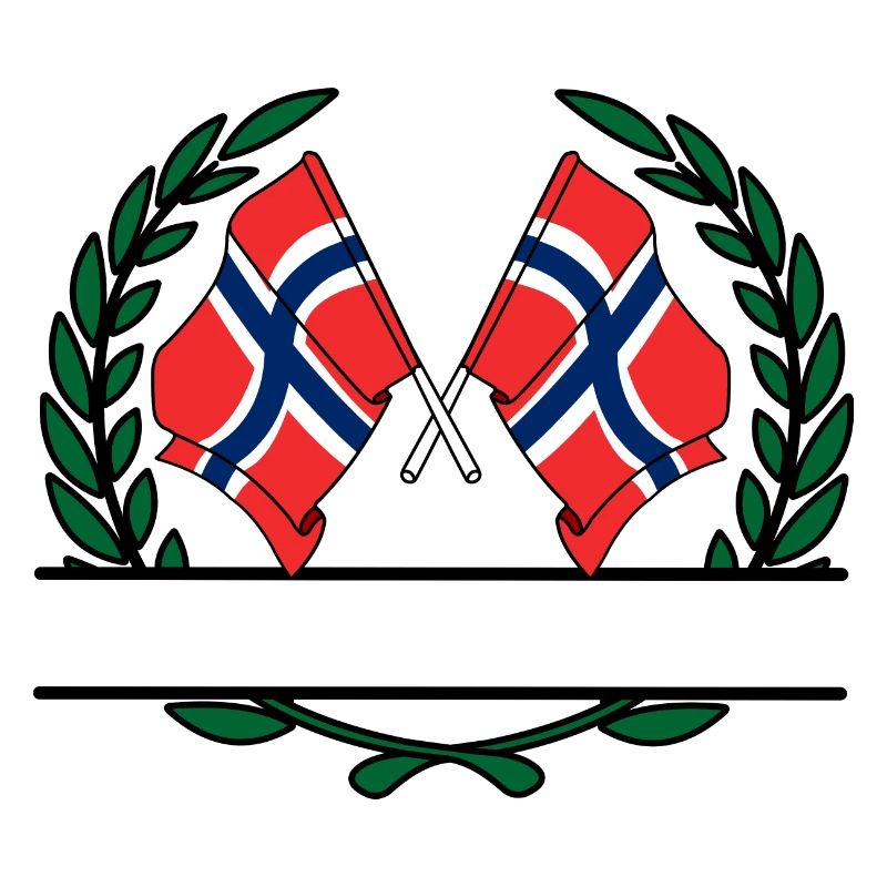 Drapeaux Norvège couronne de laurier bannière
