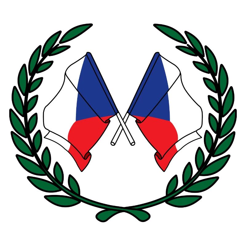 Drapeaux de la République tchèque en couronne de laurier