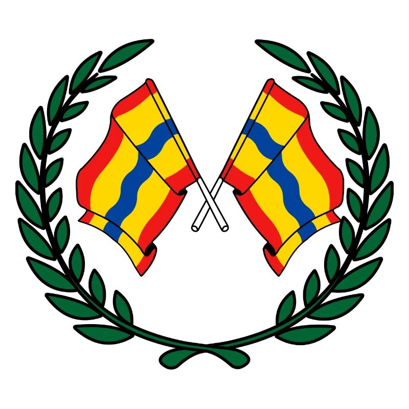 Flaggen der Provinz Overijssel mit Lorbeerkranz