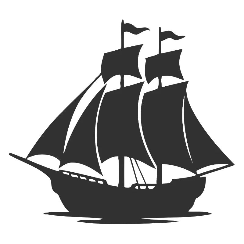 Mysterious Sailing Ship Silhouette
