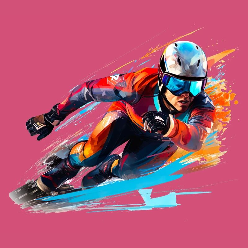 Conduite de skieur de course avec explosion de couleurs