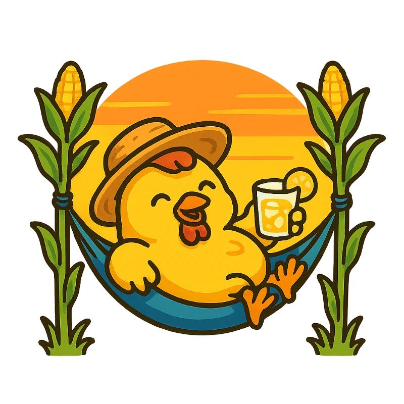 Huhn vom Mais schlürft Limonade