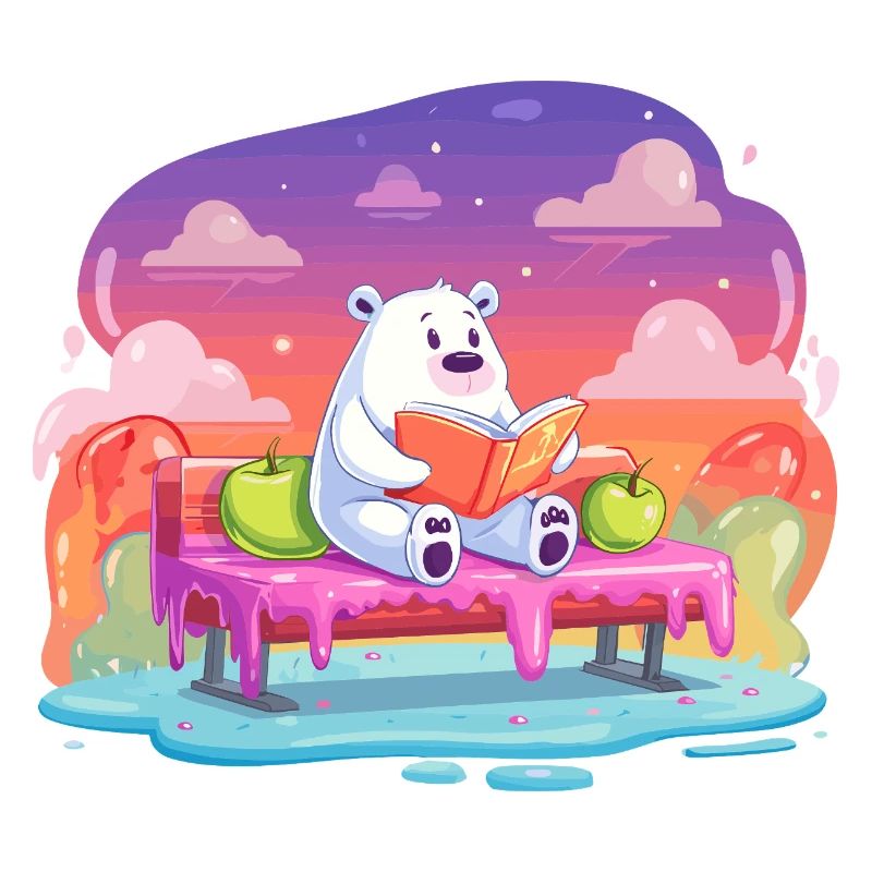 Reading polar bear in a color dream