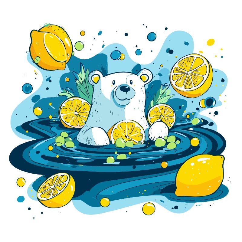 Ours citron dans la bulle d’eau