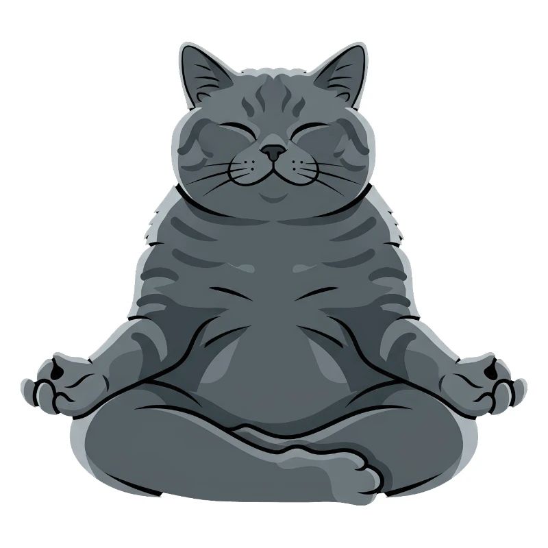 Meditierende Graue Katze