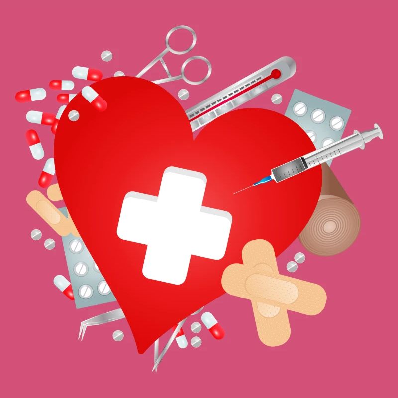 Erste Hilfe Set oder Reiseapotheke mit Herz