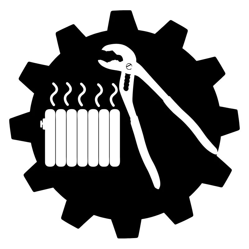 Teamwork heating mechanic logo in gear