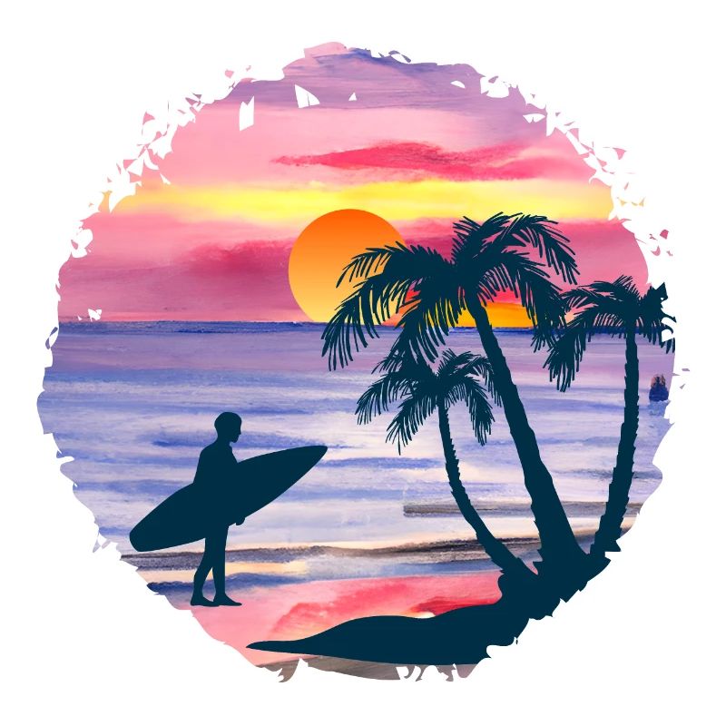 Aquarelle de plage de coucher de soleil d’été