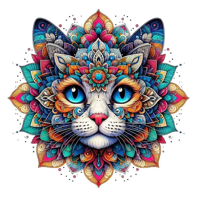 Chat décoré de Mandalas