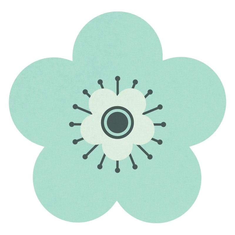 Vert menthe et fleur bleue