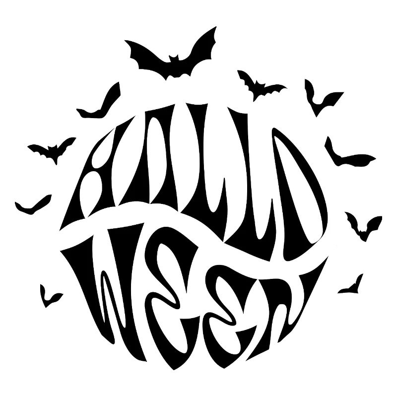 Halloween circle logo with bats