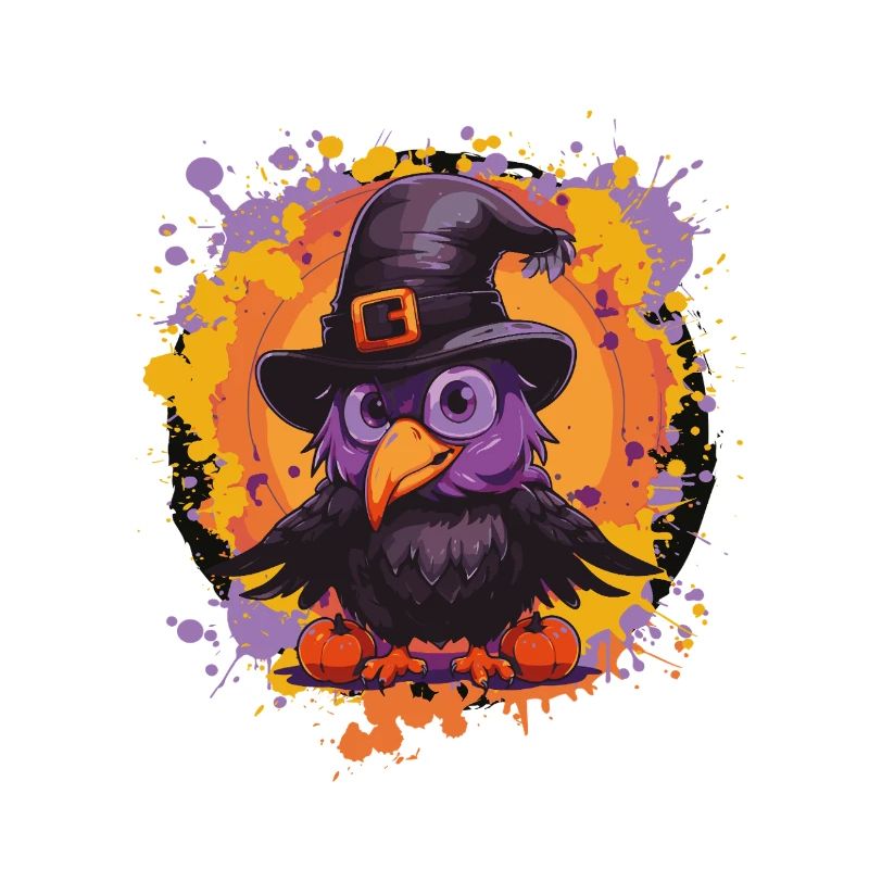 Raven in Witch Hat Halloween