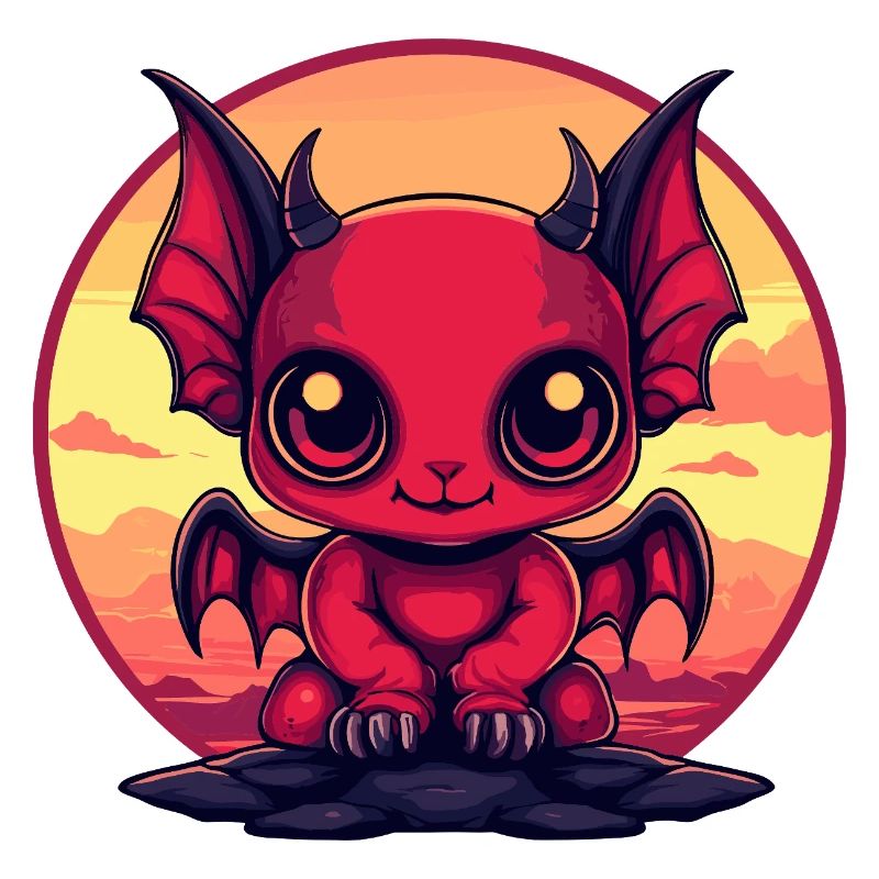 Roter Dämonen-Kobold am Abend
