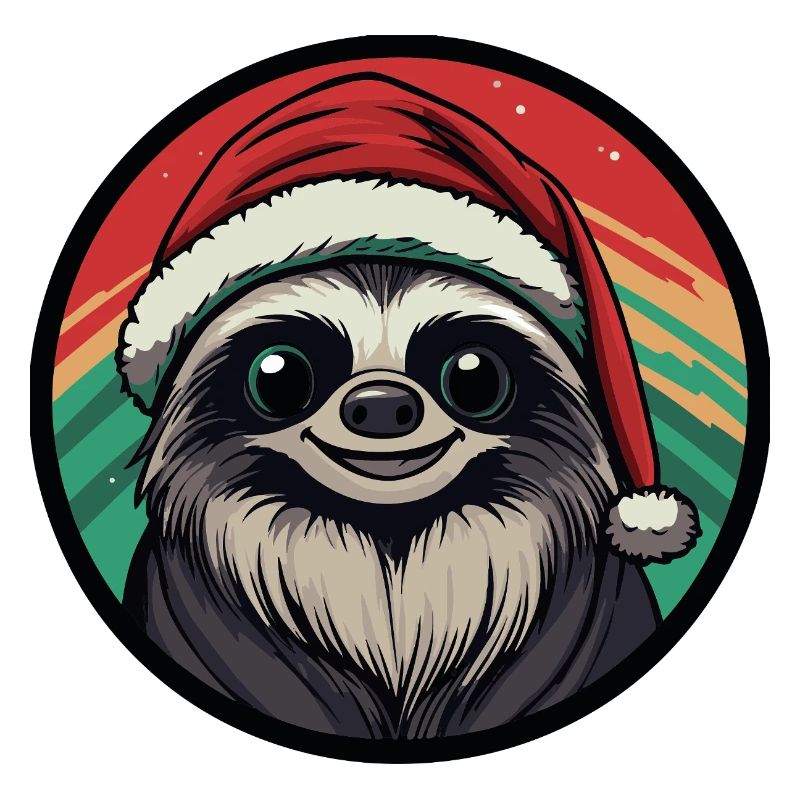 Weihnachts-Sloth im Santa-Hut