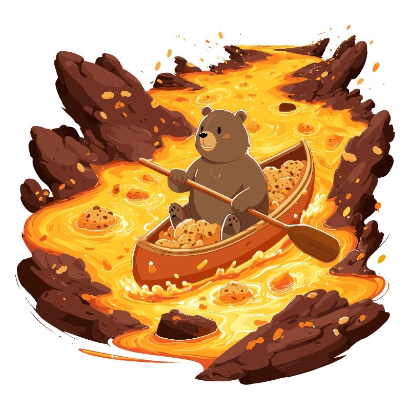 Ours de lave dans un canoë plein de biscuits