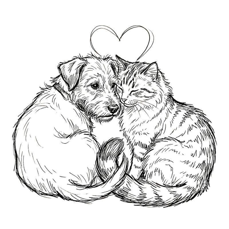 Amis mignons (Chat + Chien)