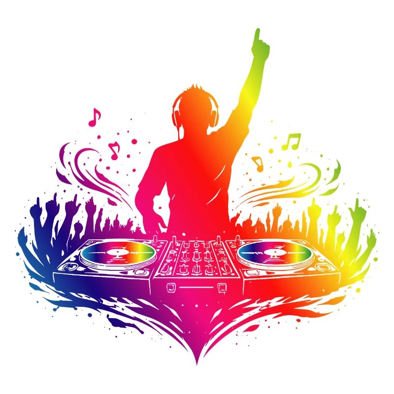 DJ coloré avec platines et beats