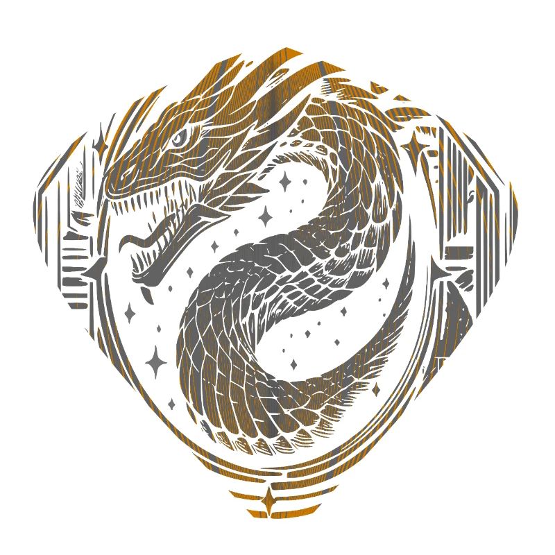 Serpent Dragon Céleste - Or & Argent Cosmique
