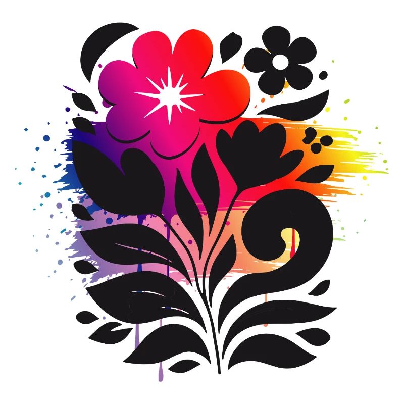 Florale Illustration mit Farbverlauf Moderner Stil