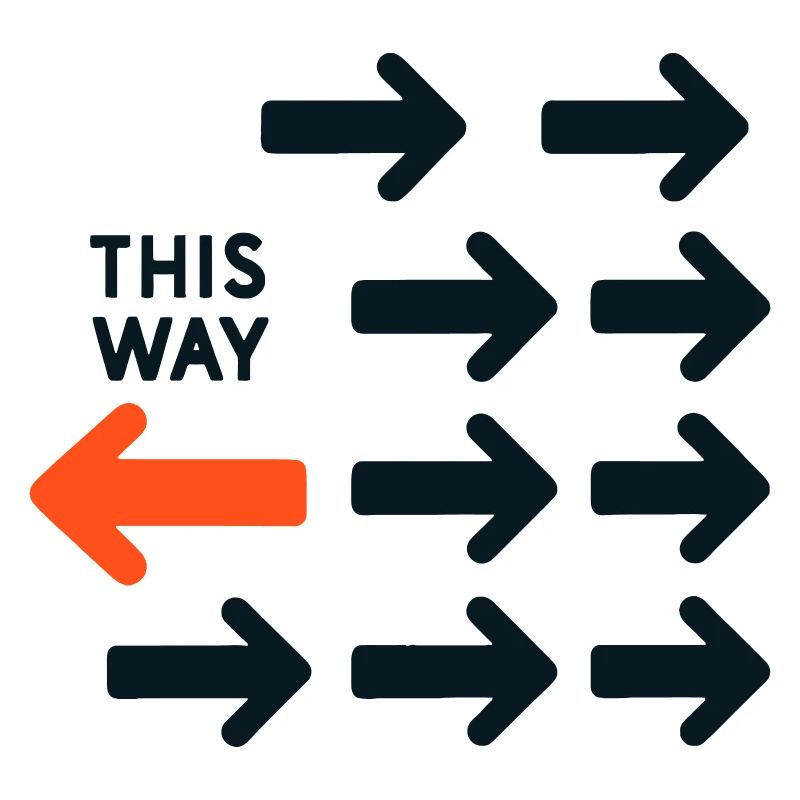 Inverted Arrow Against Current Design This Way Tot
