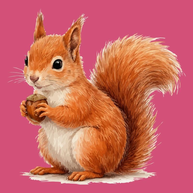 Eichhörnchen mit Eichel Illustration