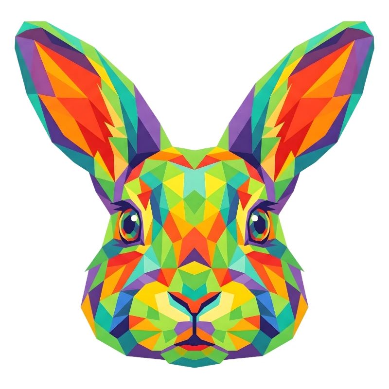Colorful Geometric Rabbit Bunny Pop Art