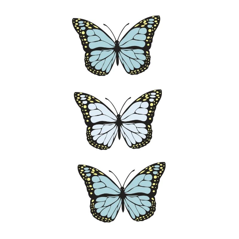 Trois Papillons Monarques Bleus