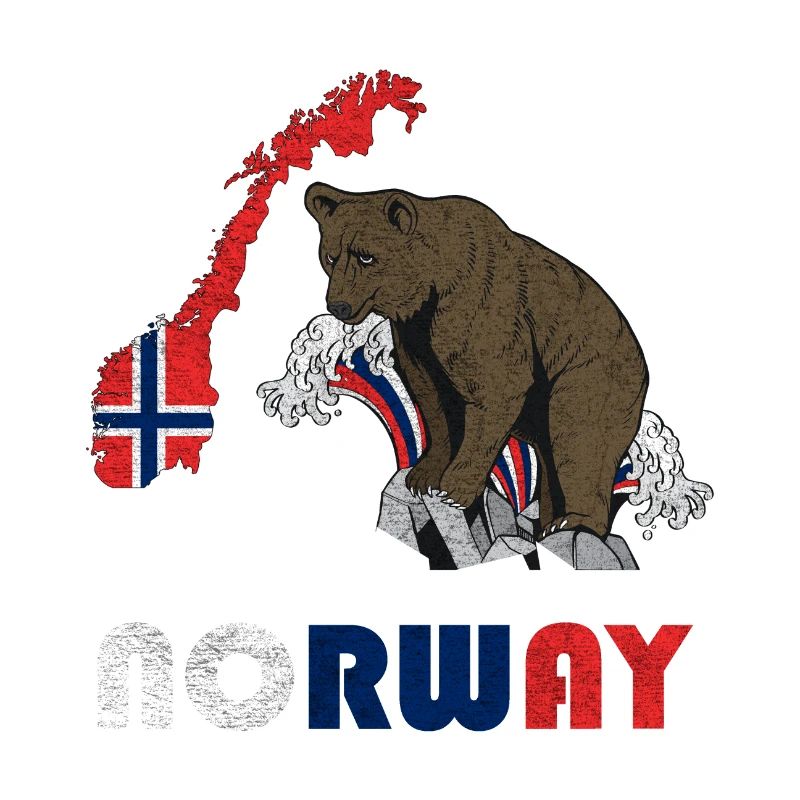 Conception d'ours de Norvège avec carte et drapeau