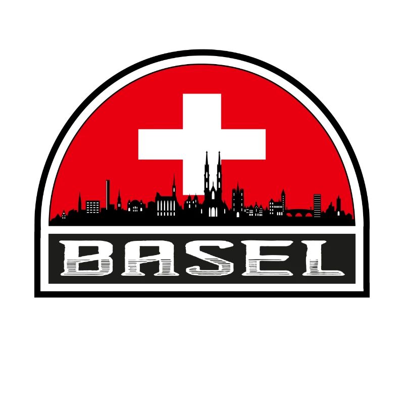 Basel Schweiz Skyline Silhouette Schweizer Flagge Tr