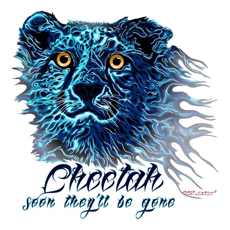 Neon Cheetah Blue Light Flames
