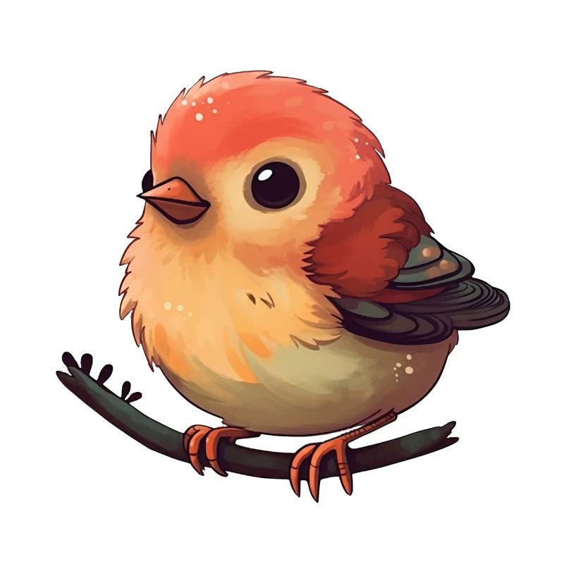 Sunlit Robin on a Branch