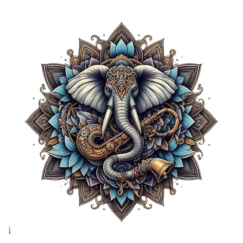 Mandala d’éléphants dans le style steampunk