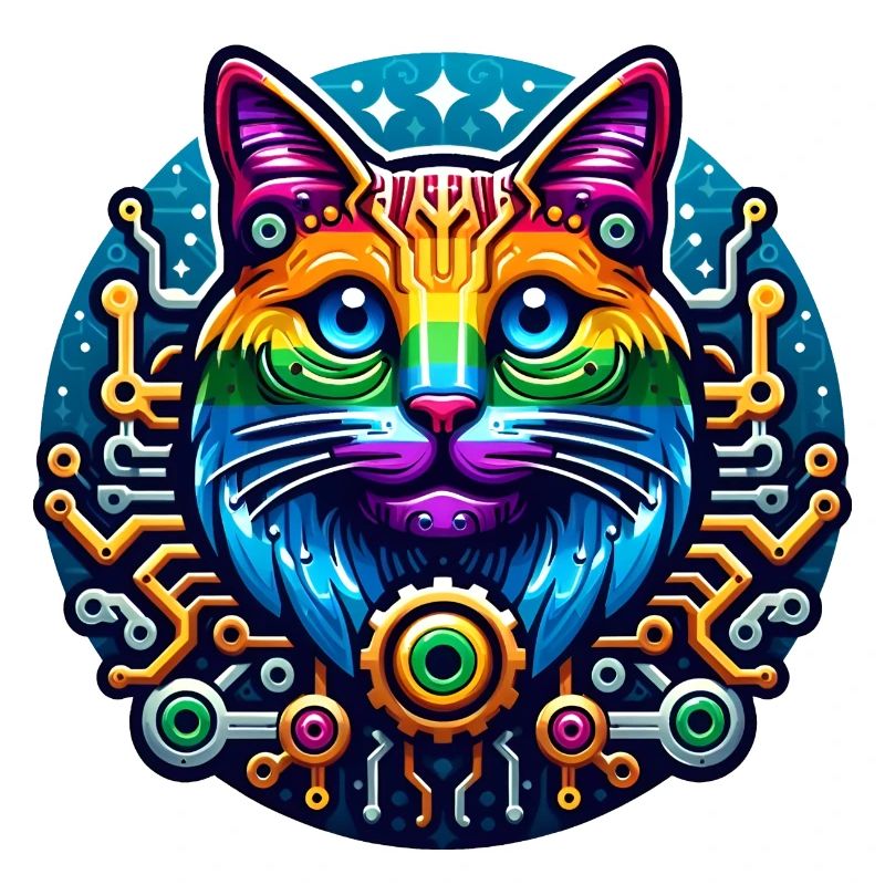 Chat arc-en-ciel mécanique