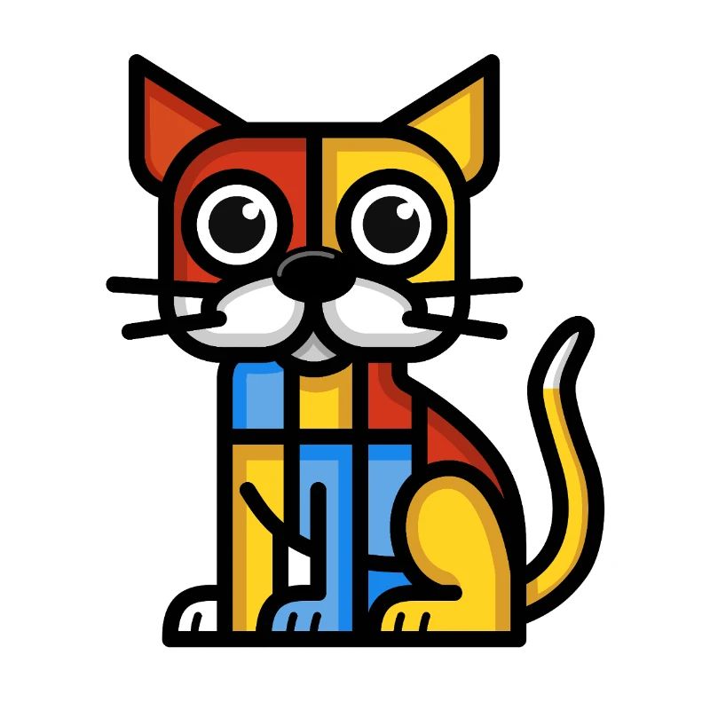 Image colorée d’un chien cubiste