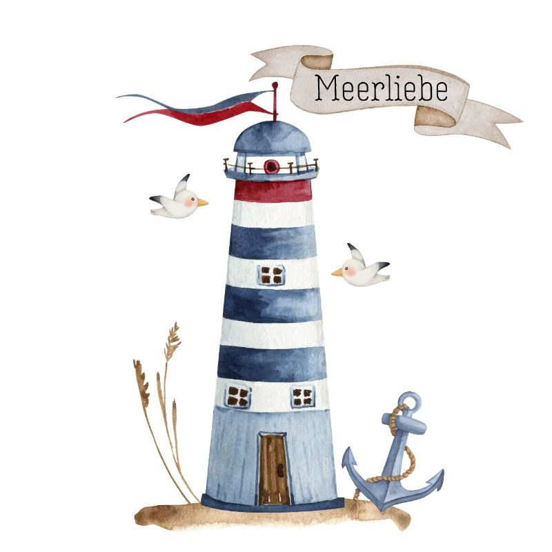 Phare avec créatures marines et bannière