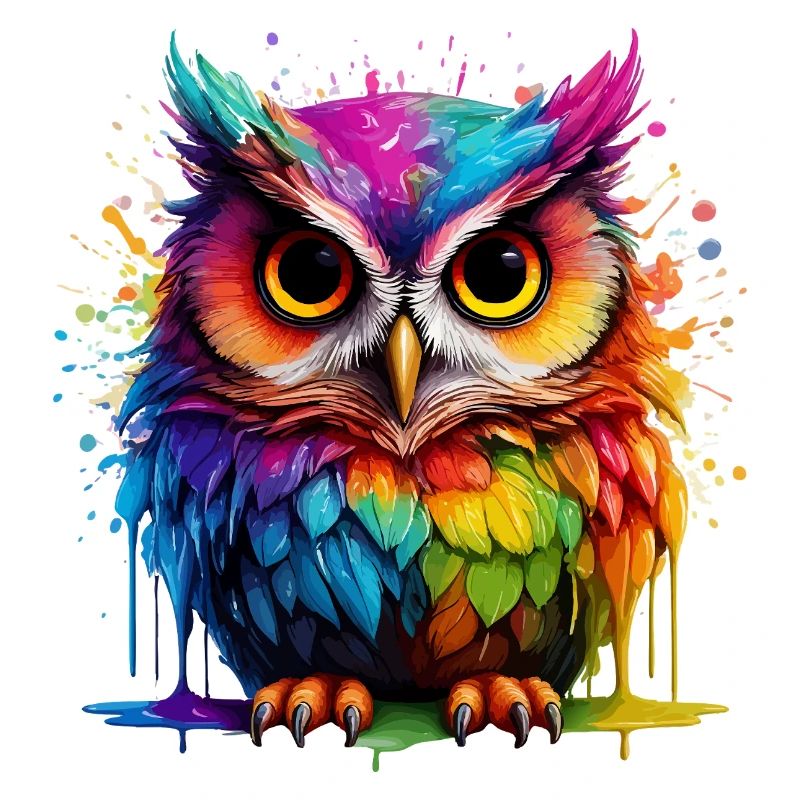 Bunte Eulenkunst Digitaldruck