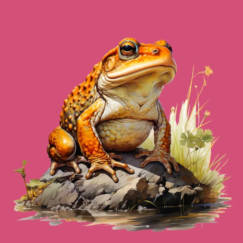 Orangeroter Frosch oder Kröte auf Stein