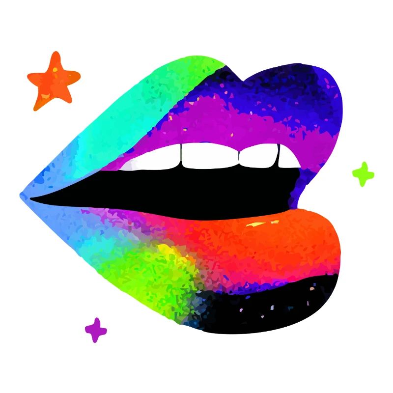 Rainbow Lip Pop Art