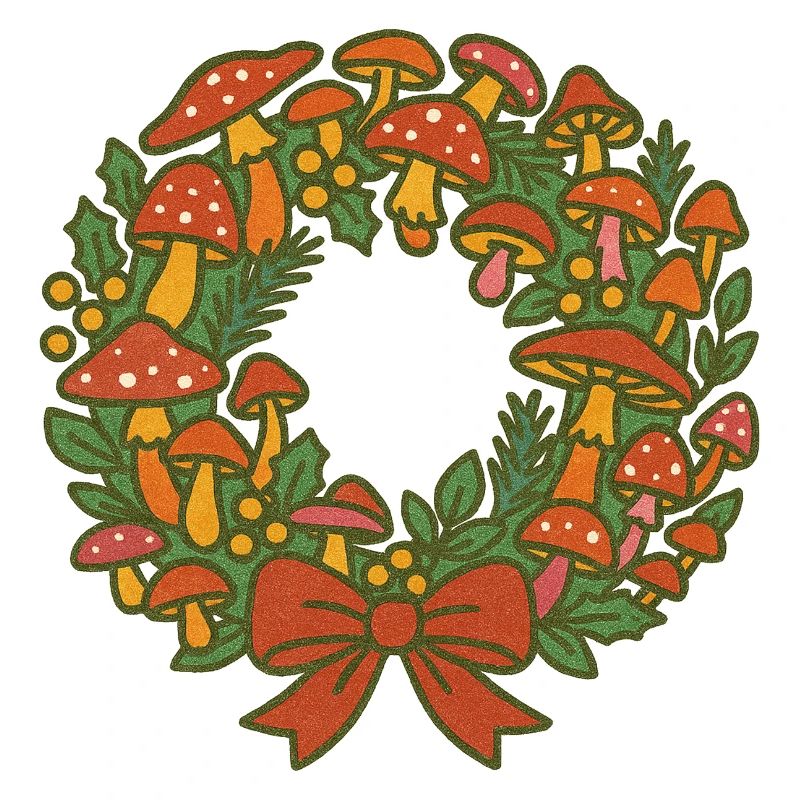 Couronne festive de champignons