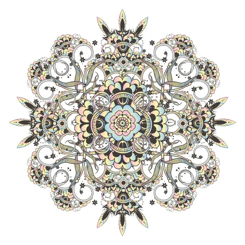 Pastel Mehndi Ornament with Fine Floral Pattern