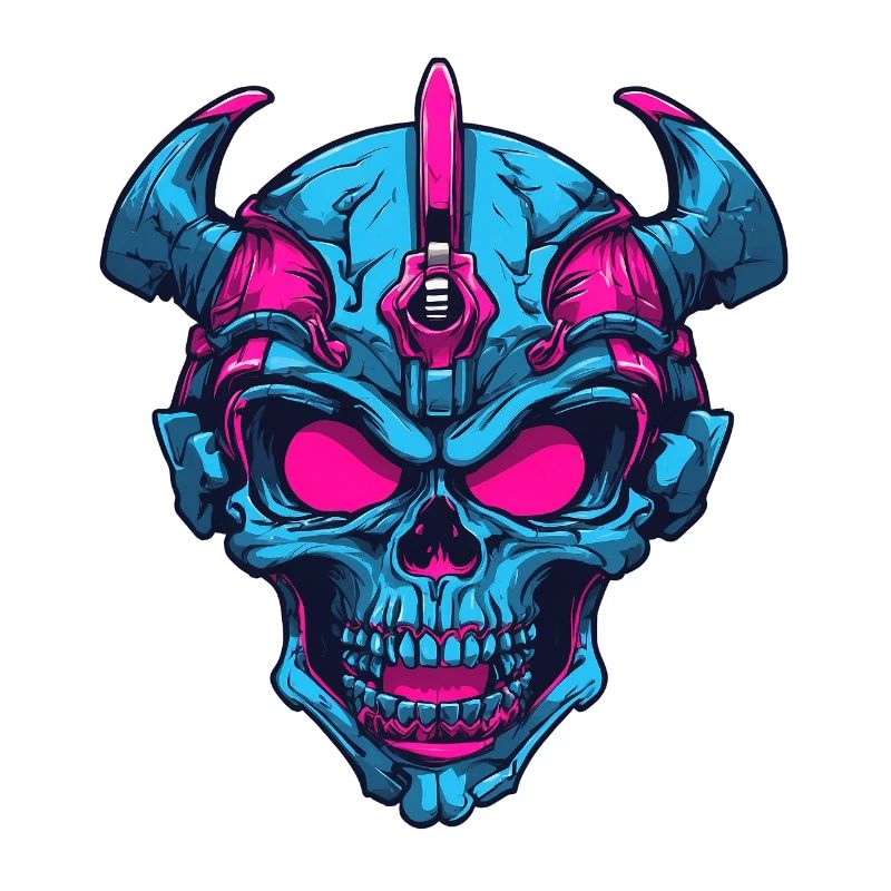 Neon Dämonenschädel