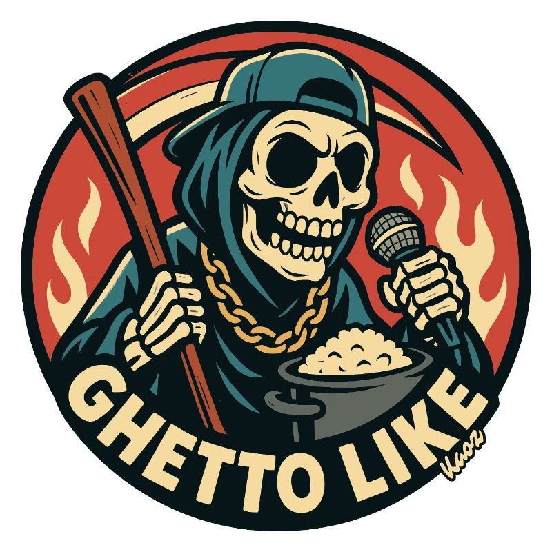 Skeleton with Microphone and Ghetto Like