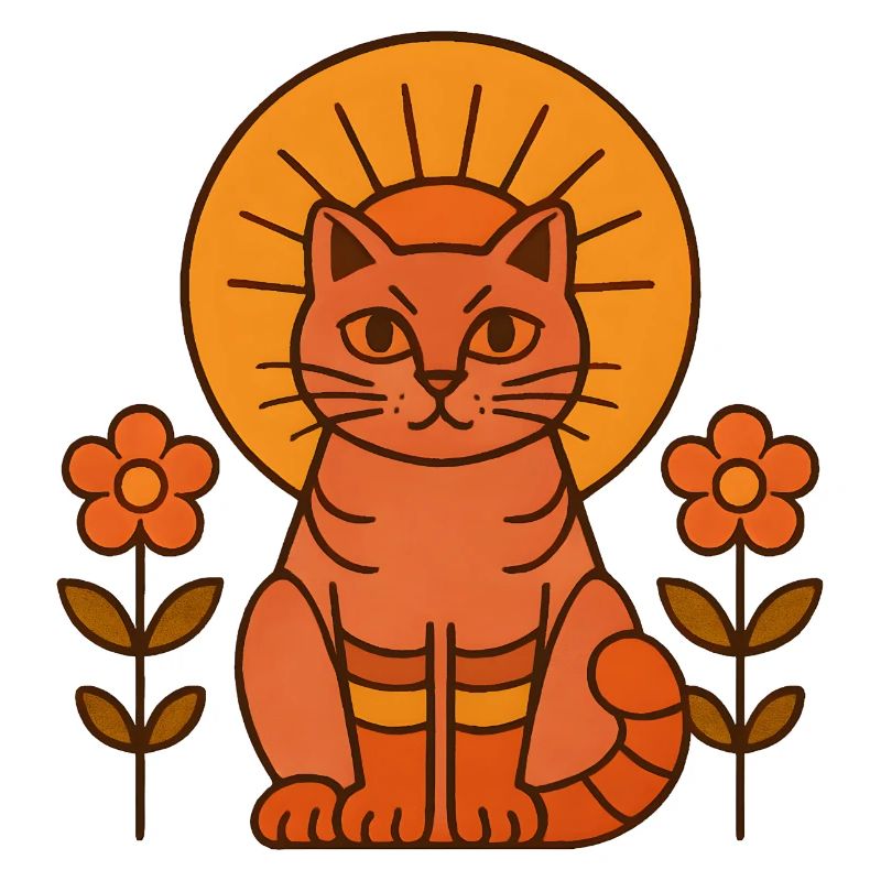 Chat du soleil avec couronne de fleurs