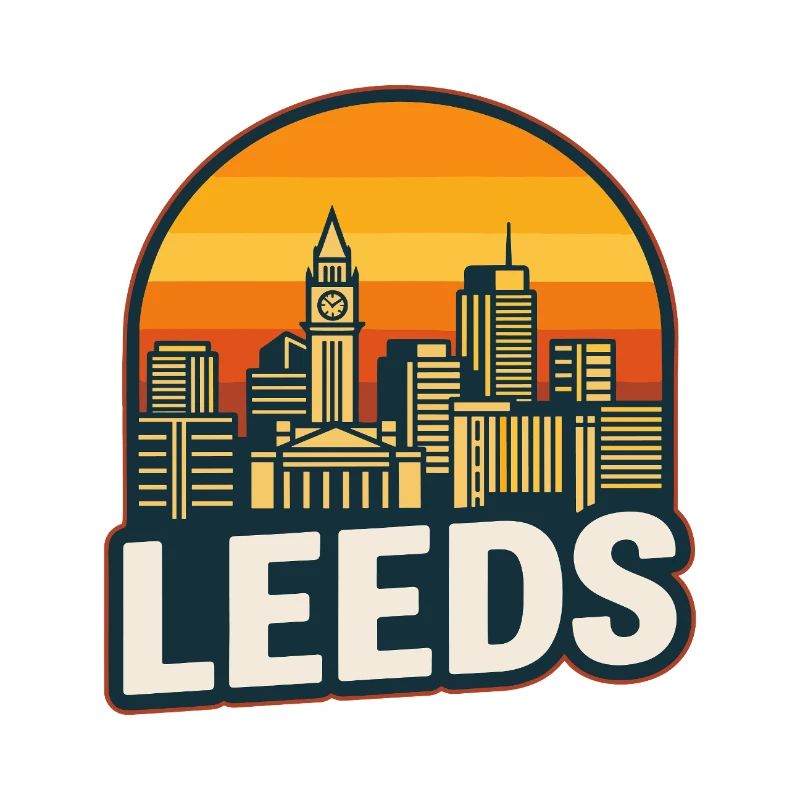 Design rétro rétro de coucher de soleil de Leeds Skyline