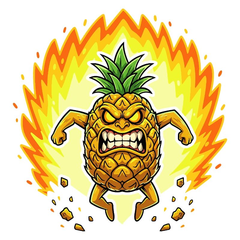 Angry pineapple with flames