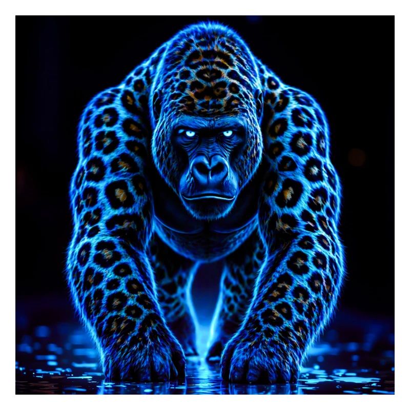 Neon-Kaiser-Gorilla mit Leopardenmuster