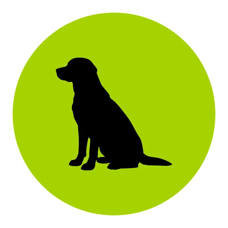 Silhouette de chien dans un cercle vert citron