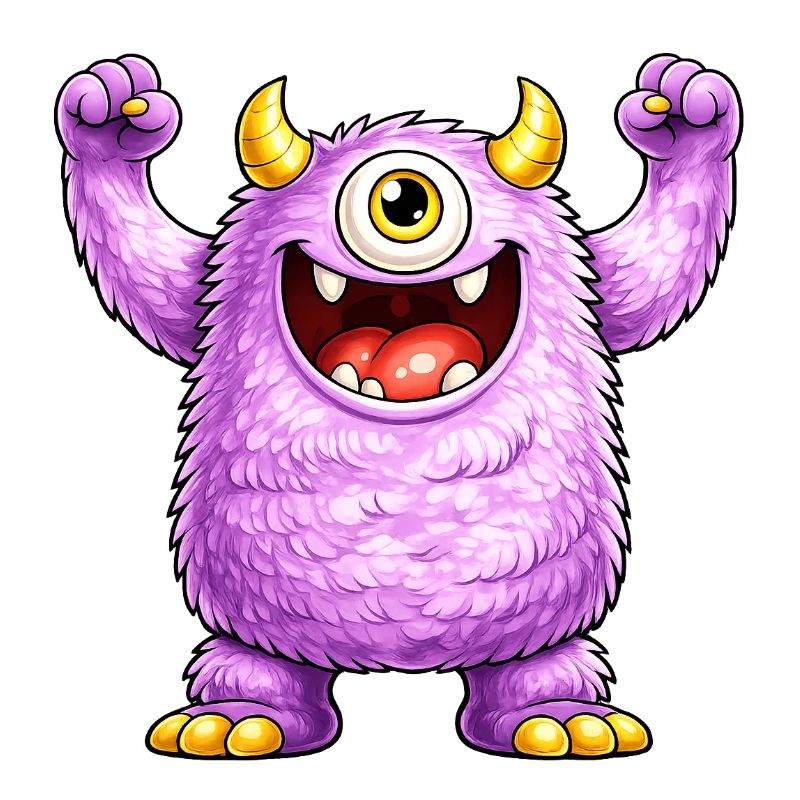 Monstre violet à un œil joyeux