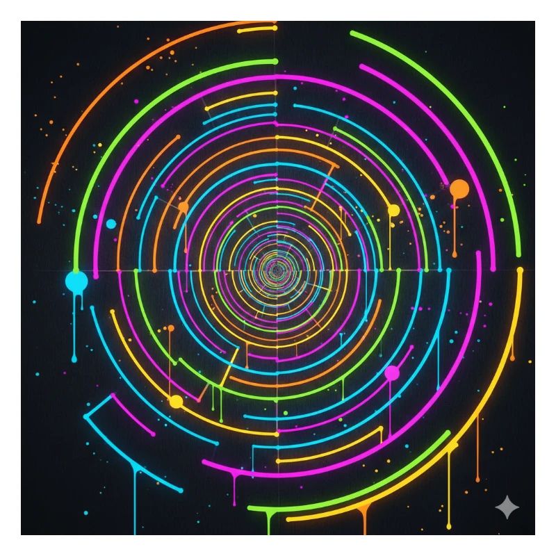 Jeu de couleurs en spirale de cercle néon