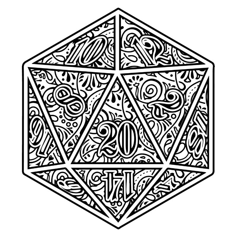 D20 Dice Ornament RPG Cube Design